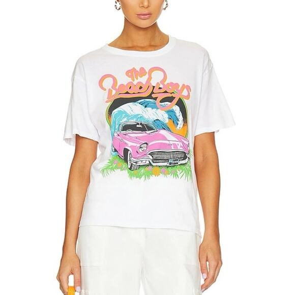 Daydreamer 'Beach Boys Surf USA' Boyfriend Graphic Tee White - Size XS - Picture 1 of 6